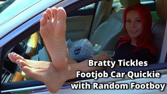 Car Footjob Quickie with Random Footboy - Bratty Tickles FJ in Car 1080
