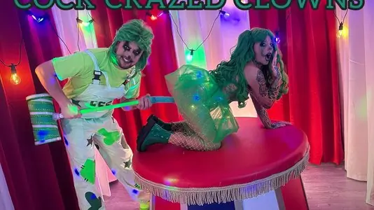 COCK CRAZED CLOWNS FUCK ON STAGE! ENDS WITH HUGE CREAMPIE!