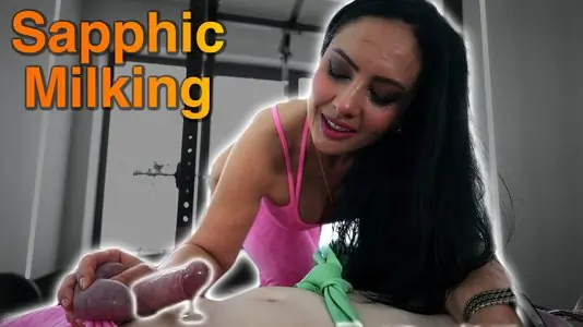 Sissy Husband One Finger Milking and Facesitting, Matriarch Ezada Sinn and Poodle, Matching Pink, Real Sapphic Training
