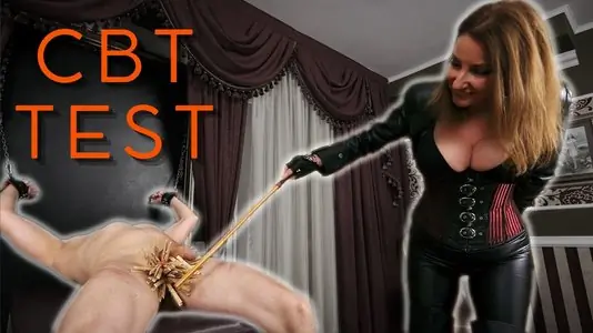 CBT Tease, Mistress Ayn tests his ball’s limits
