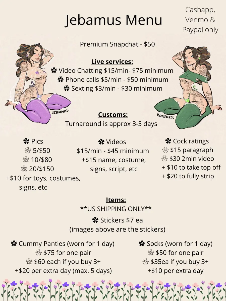 Updated menu! DM for services - some services not available through OF