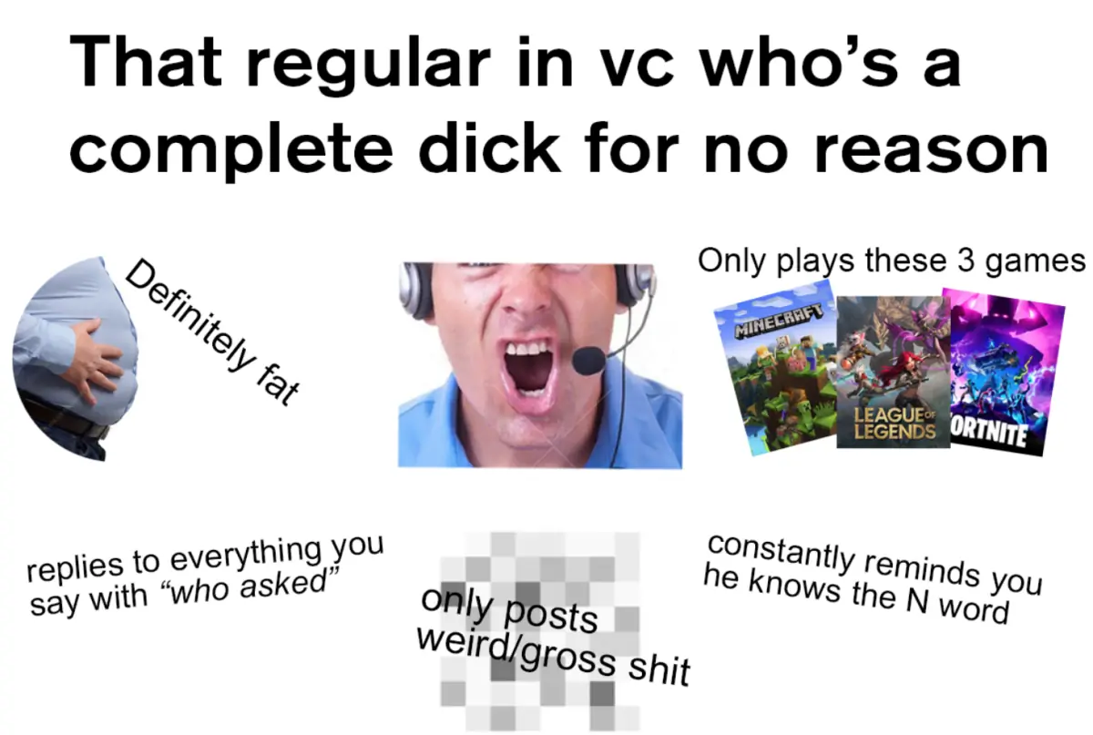 That regular in vc who's a complete dick for no reason Starter Pack